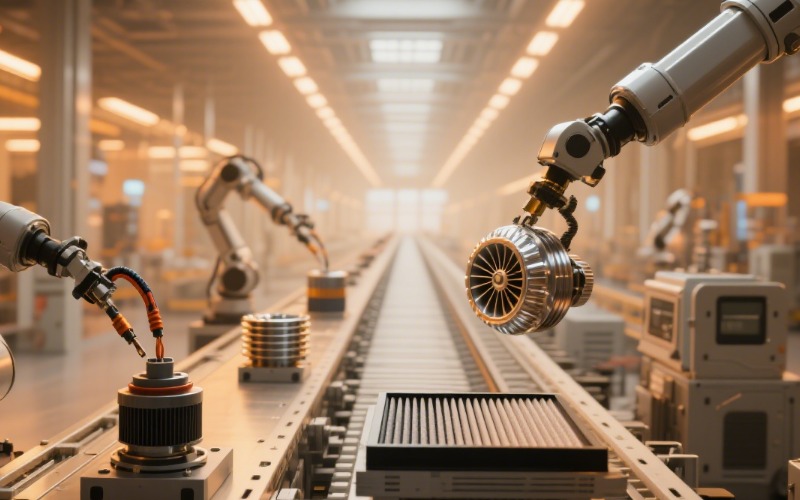 Linea di fabbrica automatizzata per bobine di accensione, turbocompressori e filtri