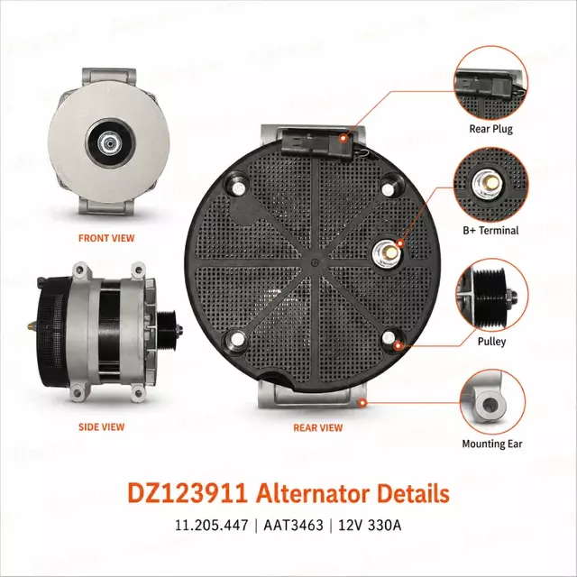 Nou DZ123911 11.205.447 Alternator 12V 330A pentru mașini de recoltat bumbac John Deere