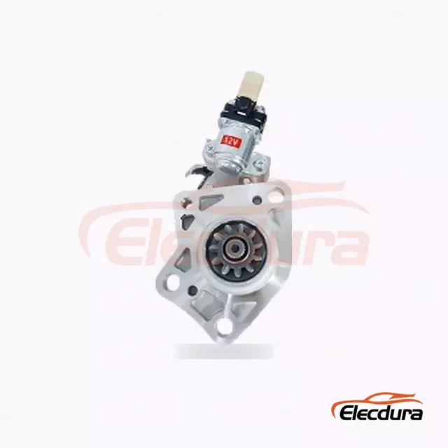 Moteur de d&eacute;marreur CW de type Mitsubishi 12 V 3,0 kW &agrave; 11 dents, vue lat&eacute;rale compl&egrave;te