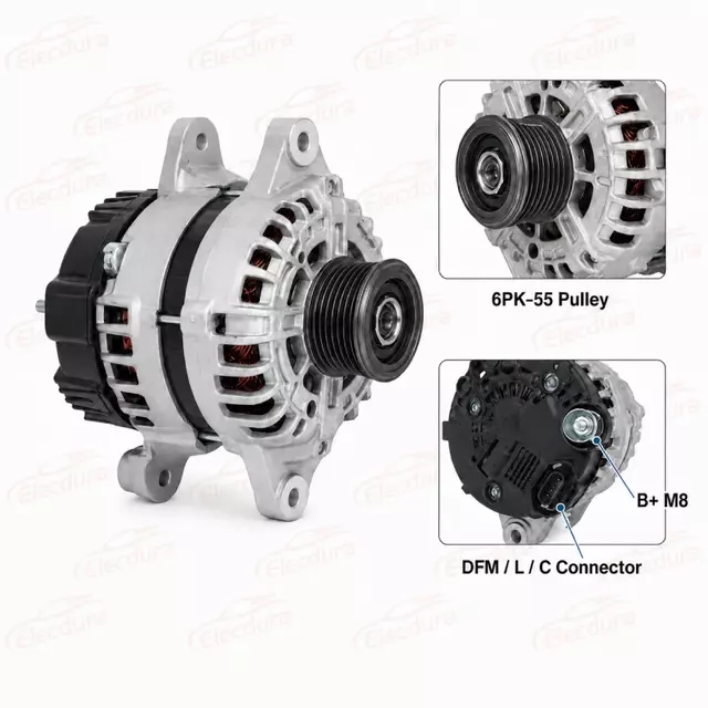 37300-2G750 Alternatore Lester 11702 con puleggia 6PK-55 e dettagli connettore DFM LC