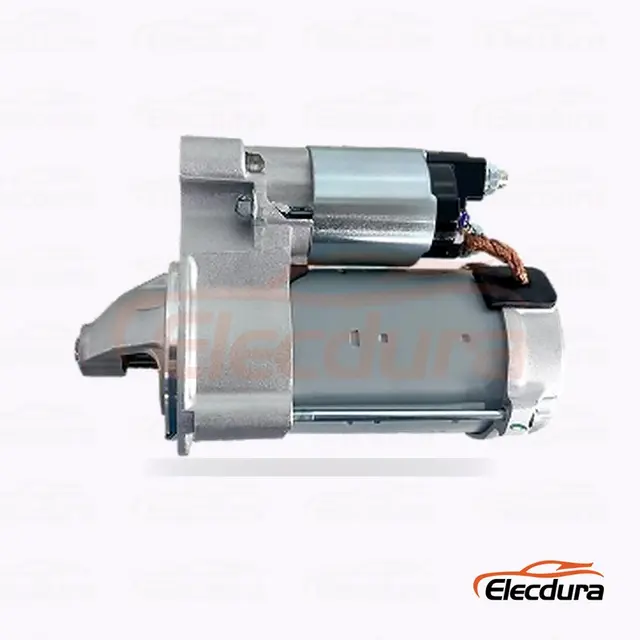 438000-2660 startovac&iacute; motor Isuzu, 12V 120kW, 9 zubů, pohled na zadn&iacute; termin&aacute;l