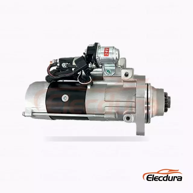 DRS0321 V&yacute;konn&yacute; start&eacute;r typu Mitsubishi, 24 V 5,5 kW, 12 zubů, pohled na zadn&iacute; termin&aacute;l