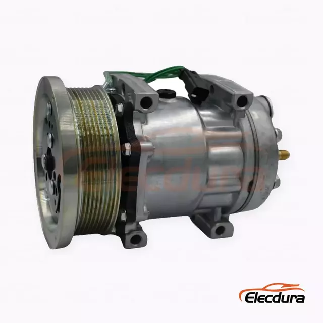 7H15 24V 8PK Компрессор кондиционера для тяжелых условий эксплуатации, 133 мм для версии Caterpillar с длинными ушами и угловыми портами 8PK