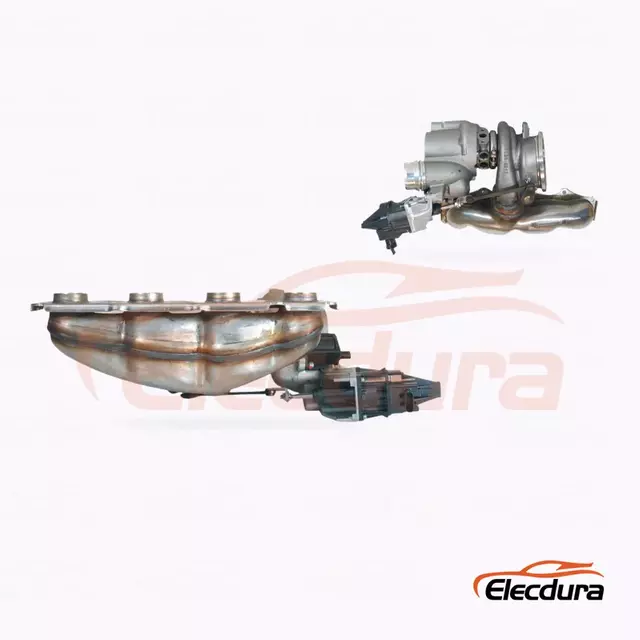 Turbodmychadlo Elecdura TD04LR6 49477-02021 OE 11657634486 pohled na kompletn&iacute; sestavu kompresoru a skř&iacute;ně turb&iacute;ny