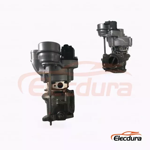Elecdura K03 Turbodmychadlo 53039880118 OE 53039880118 pohled na kompletn&iacute; sestavu kompresoru a skř&iacute;ně turb&iacute;ny
