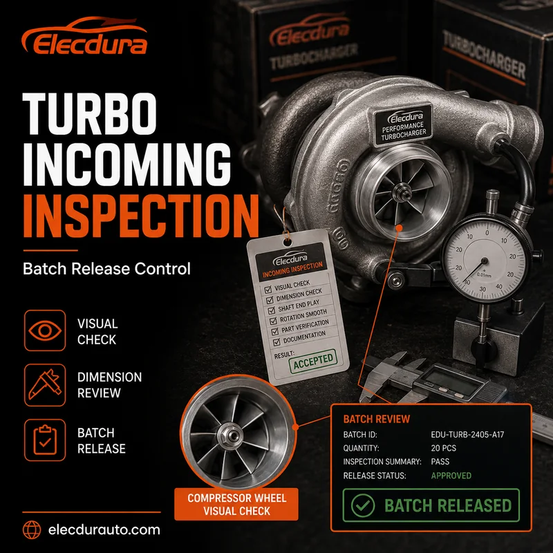 Inspecci&oacute;n entrante del turbocompresor del mercado de accesorios y liberaci&oacute;n de lotes