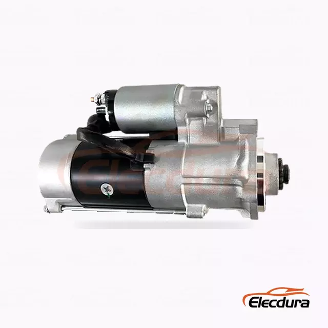 M8T50471 Startovac&iacute; motor vysokozdvižn&eacute;ho voz&iacute;ku Mitsubishi, 12V 3,2kW, 9 zubů, pohled na zadn&iacute; termin&aacute;l
