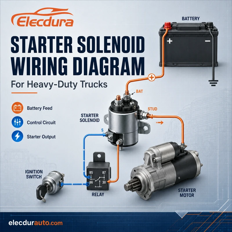 Bedradingsschema startersoleno&iuml;de voor zware vrachtwagens